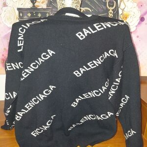Balenciaga Black and White Logo Crewneck Sweater